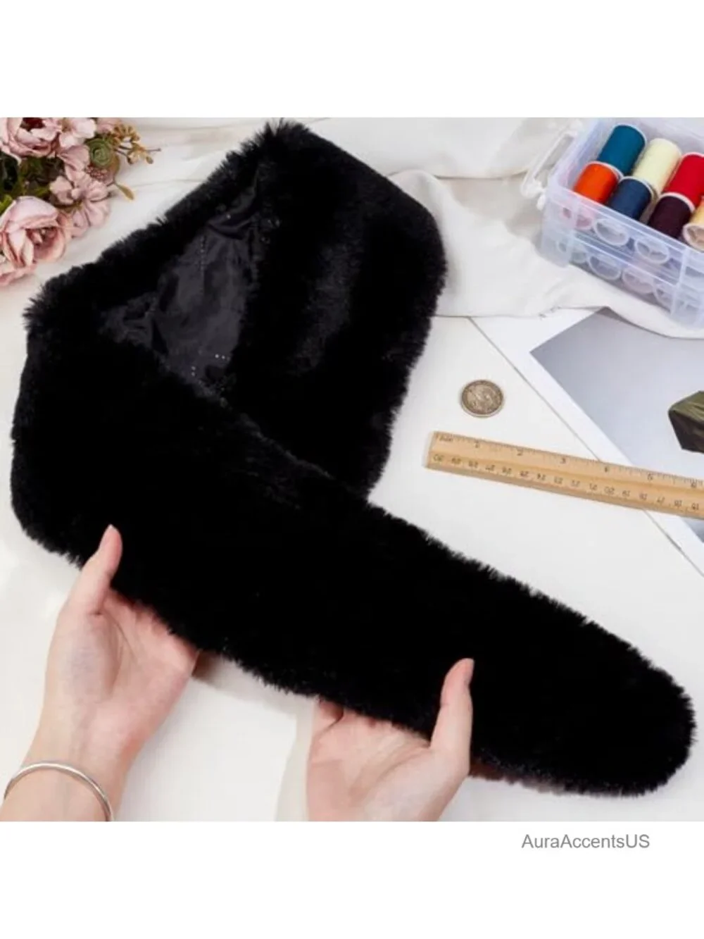 Faux Fur Detachable Collar Scarf Wrap for Winter Coat Hood Trim